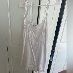 Abercrombie & Fitch White Tie-Strap Slim Waist Mini Dress